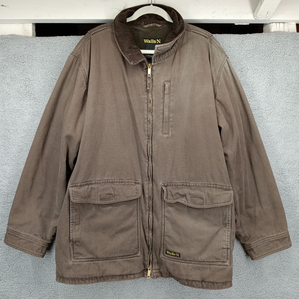 Walls Work Jacket 2XL Chore Coat Barn Coat‎ Full Zip Brown Cotton Canvas